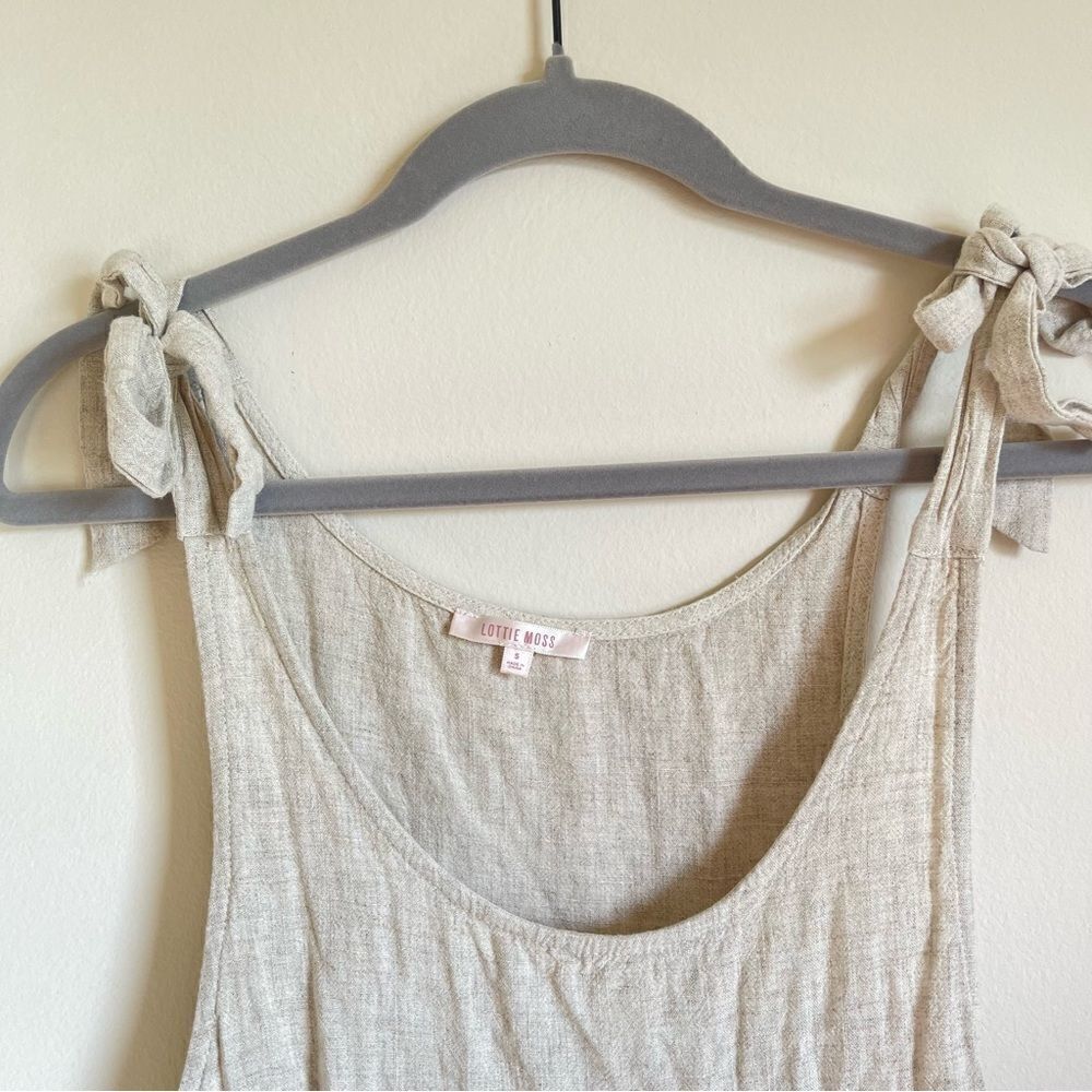 Lottie Moss Linen Blend Beige Tunic Tie Tank Small - Picture 5 of 6